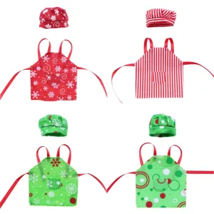 Mini set grembiule e cappello da cuoco per bambola Natale oggetti di scena decorativi