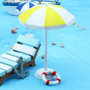 Σετ διακόσμησης μικροτοπίου με μίνι ομπρέλα παραλίας για κήπο και κουκλόσπιτο