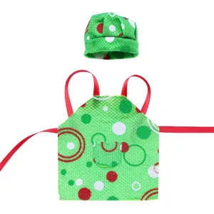 Set mini cappello da cuoco e grembiule accessori per bambole vista dettagliata pois