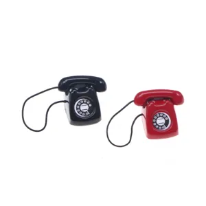 Dollhouse miniature vintage retro alloy telephone model doll house scene props decor