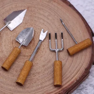 Set di strumenti da giardinaggio in miniatura per la casa delle bambole, paletta in metallo ob11