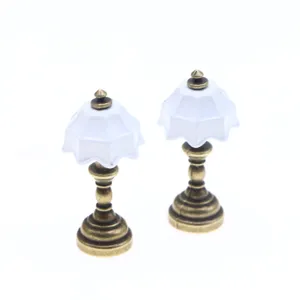 Dollhouse Miniature Retro Metal Table Lamp Doll House Bedroom Bedside Lamp Model Miniature Furniture Accessories