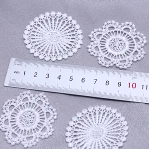 Miniature white lace dollhouse table mats, delicate crochet doilies for bjd scene props.