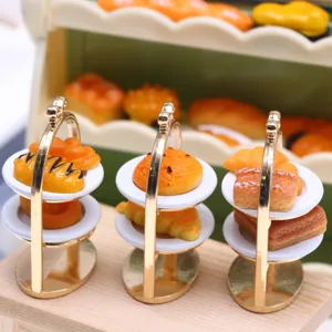 Accessoires de boulangerie pour poupée présentoir de dessert en métal miniature de maison