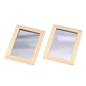 Miniatuur gouden fotolijst poppenhuis spiegel set voor poppenhuis fotografie rekwisieten.