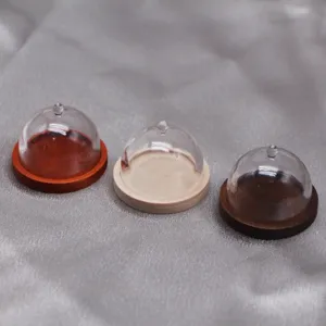 Dollhouse Miniature Simulation Transparent Plastic Cake Cover Wooden Base Mini Food Play Dustproof Table Cover Toy