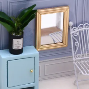 Poppenhuis miniatuur goudkleurige lijst spiegel BJD kamer decor fotografie rekwisiet