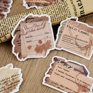 Vintage paper journal stickers set, retro newspaper diary decorative labels for DIY crafts.