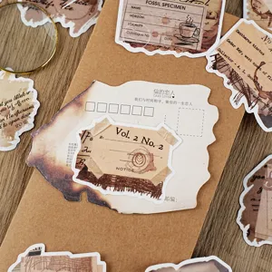 Vintage paper newspaper stickers for DIY journaling, retro decorative art material crafts.