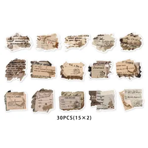 Vintage paper newspaper stickers for DIY scrapbooking, journaling and aesthetic decoration.