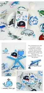 Schattige mariene leven stickers doos set met walvissen en haaien voor decoratie.