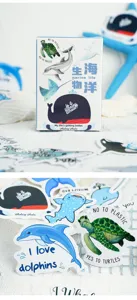 Schattige zeedieren sticker doos set, waterdichte cartoon dieren stickers voor journaling en knutsel.