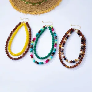 Doppelschichtige Perlenkette Damen Urlaub Schmuck Böhmischer Choker Trendiges Accessoire