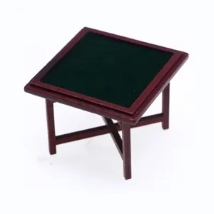 Miniatura in legno casa delle bambole tavolo da mahjong modello accessorio di arredamento.
