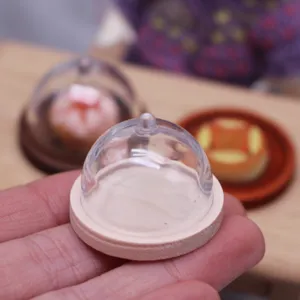 Dollhouse miniature transparent plastic cake dome food cover doll kitchen accessory