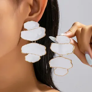 Boucles d'Oreilles Pendantes Géométriques Artistiques Blocs de Couleur Irréguliers Émail Contraste Alliage Boucles d'Oreilles Femmes Bijoux
