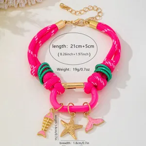 Corde colorée dopamine style marin étoile de mer queue de poisson bracelet détail