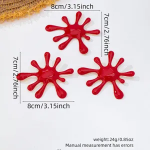 Spilla orecchini goccia d'olio rossa forma irregolare design unico gioiello alla moda