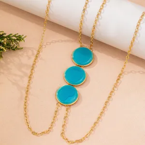 Summer beach blue enamel round metal chain body bracelet party fashion jewelry accessory