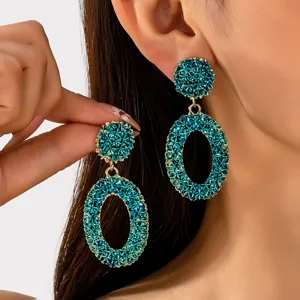 Retro Exaggerated Textured Hollow Geometric Oval Heart Drop Earrings Zinc Alloy Personality Statement Earrings For Women Fashion Jewelry