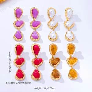 Boucles d'oreilles pendantes irrégulières style européen bijoux fantaisie géométriques longs