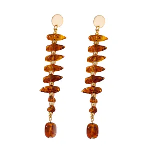 French vintage Maillard style irregular waterdrop beaded long earrings for women daily commute.