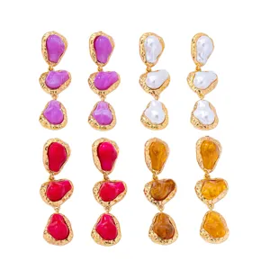 Boucles d'oreilles pendantes irrégulières de style européen et américain, bijoux géométriques.
