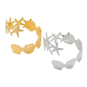 Gold und Silber Seestern Muschel Armspange offenes Armband für Sommer Strand Schmuck
