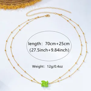 Böhmische goldene doppellagige Perlen Taillenkette mit grünem Windmühlen Anhänger für Bikini