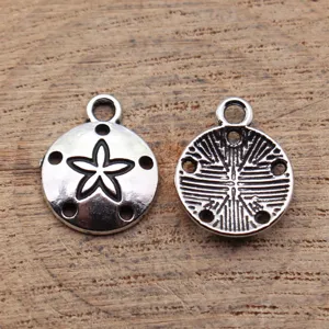 Retro Zinc Alloy Sand Dollar Charm Pendant For Jewelry Making DIY Findings White K Blackened Starfish Ocean Theme Pendants Jewelry Supplies
