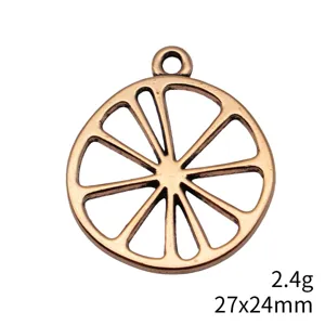 Antik kupferlegierung hohler zitronenscheibe anhänger diy schmuckherstellung 27x24mm
