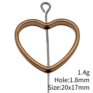 Goldene geometrische herzförmige Lochperle Anhänger 20x17mm mit 1.8mm Loch für Schmuck