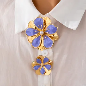Fashion Alloy Artificial Pearl Flower Starfish Brooch Vibrant Enamel Colorful Festive Vacation Dress Brooches Jewelry for Women Gift