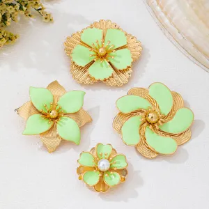 Colorful enamel flower brooch set, stylish fashion vacation jewelry for women and girls.
