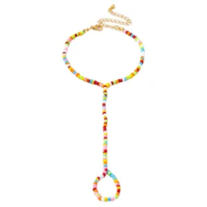 Böhmische bunte Saatperlen Zehenkette Fußkettchen für Damen Strandurlaub Schmuck Mode
