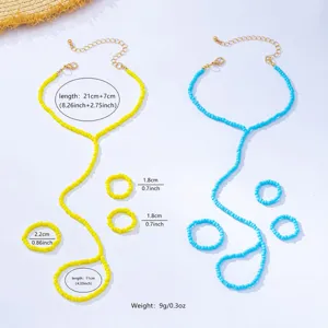 Set catena da piede spiaggia perle stile bohemien anello da dito gioielli accessori