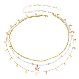 Sexy bohemian beach multi-layer beaded starfish pendant waist chain for women and girls.