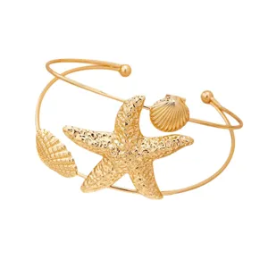 Bracciale da Braccio Aperto Stella Marina Conchiglia Oro Gioiello Spiaggia Donna