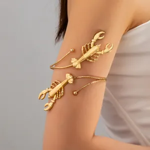 Goldener Hummer Oberarm Manschette Armband, tierisches Wickelarmband fuer Urlaub Schmuck.