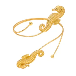 Goldfarbenes doppeltest Seepferdchen Wickel Armreif offene Armspange Urlaub Schmuck
