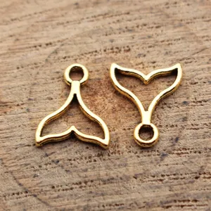 Vintage Zinklegierung Hohl Walfischflosse Charms Fischschwanz Anhänger Für DIY Schmuckherstellung Halskette Ohrring Handgemachtes Zubehör