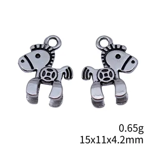 Silver zinc alloy horse wealth pendant DIY jewelry accessories 15x11x4.2mm 0.65g pack