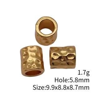 Hammered metal tube beads large hole dreadlock beads gold craft jewelry making supplies