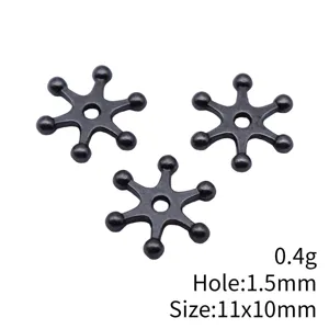 Perline distanziatrici metalliche nere radiali per gioielli DIY 11x10mm con foro 1.5mm.