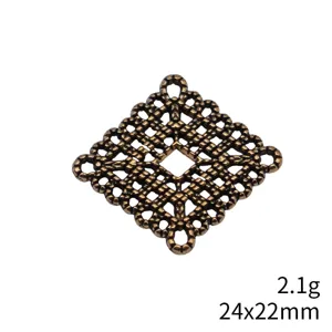 Bronzefarbene filigrane Rauten Metall Verbinder DIY Schmuckherstellung Zubehör 24x22mm