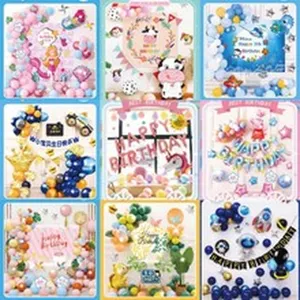 Ensembles de decoration de ballons pour fete d'anniversaire d'enfants avec divers themes.