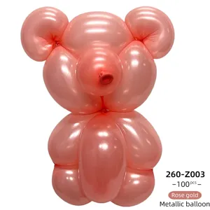 Rose gold metallic long balloons 100pcs, 260 magic twist animal balloons for party decor.
