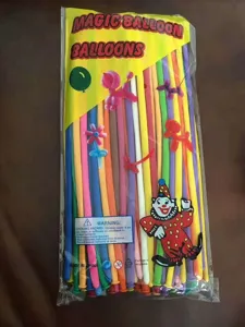 Assorted color long magic balloons in 100 pack, perfect for party decoration and kids DIY shapes.