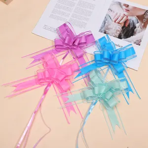 Grands nœuds tirés en organza couleur macaron nœud ruban pour mariage voiture cadeau 5cm