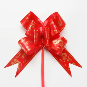 Rode trouwauto strik met gouden draak fenox patroon voor cadeauverpakking 100 stuks